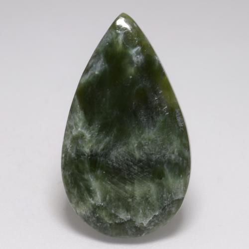 8.10캐럿 천연 흙빛 녹색 세라피나이트, 배 모양, 25.3×14.7 mm, 불투명체