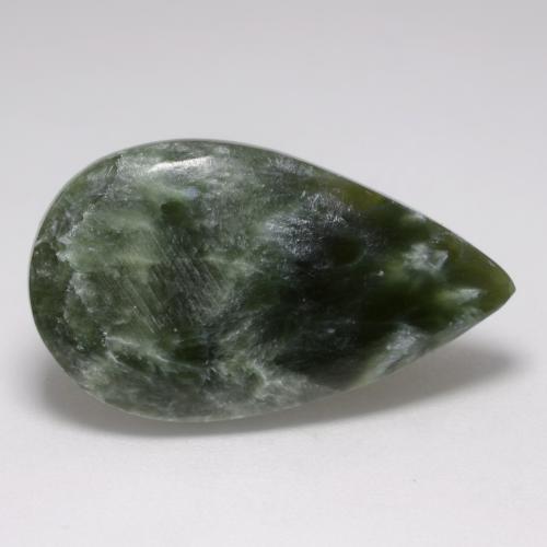 8.10캐럿 천연 흙빛 녹색 세라피나이트, 배 모양, 25.3×14.7 mm, 불투명체