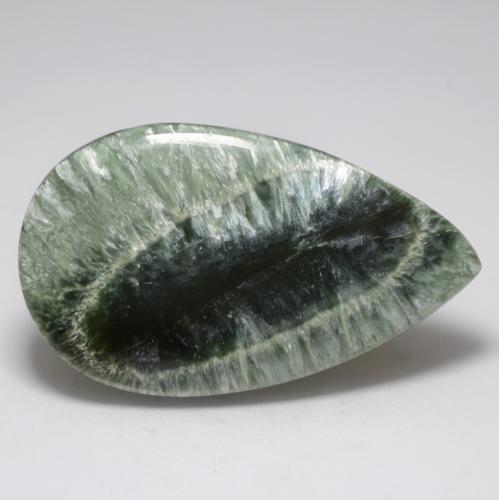 20.83캐럿 천연 미디엄 그린 세라피나이트, 배 모양, 35.4×21 mm, 불투명체