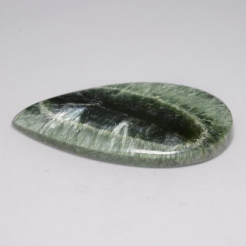 20.83캐럿 천연 미디엄 그린 세라피나이트, 배 모양, 35.4×21 mm, 불투명체
