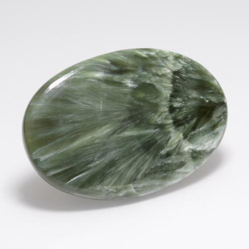 15.02캐럿 천연 미디엄 그린 세라피나이트, 타원형 컷, 28.7×19 mm, 불투명체