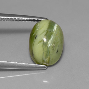 3.59캐럿 천연 노란빛 그린 서펜틴, 타원형 컷, 11.4×8.3 mm, 불투명체