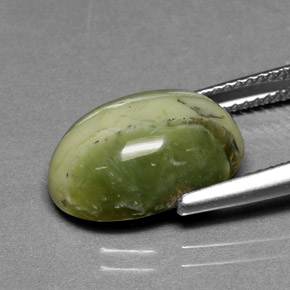 5.70캐럿 천연 노란빛 그린 서펜틴, 타원형 컷, 14.7×10 mm, 불투명체