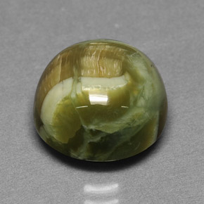 5.69캐럿 천연 노란빛 그린 서펜틴, 라운드 컷, 11.76 mm, 불투명체