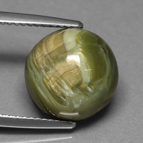 5.69캐럿 천연 노란빛 그린 서펜틴, 라운드 컷, 11.76 mm, 불투명체