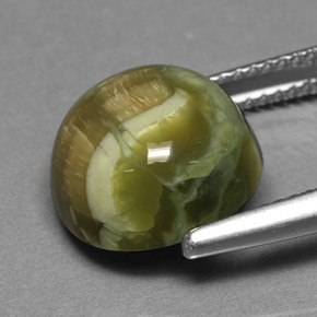 5.69캐럿 천연 노란빛 그린 서펜틴, 라운드 컷, 11.76 mm, 불투명체
