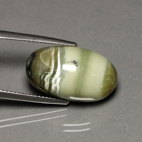 9.88캐럿 천연 노란빛 그린 서펜틴, 타원형 컷, 19.4×11.4 mm, 불투명체