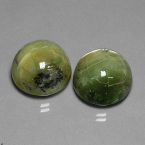 캐럿 천연 노란빛 그린 서펜틴 보석, 라운드 컷, 15.11 mm, 불투명체