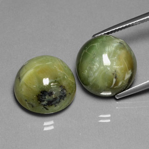 캐럿 천연 노란빛 그린 서펜틴 보석, 라운드 컷, 15.11 mm, 불투명체