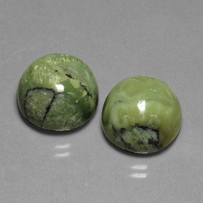 캐럿 천연 노란빛 그린 서펜틴 보석, 라운드 컷, 12.06 mm, 불투명체