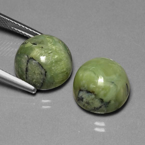 캐럿 천연 노란빛 그린 서펜틴 보석, 라운드 컷, 12.06 mm, 불투명체
