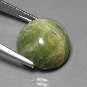 11.85캐럿 천연 노란빛 그린 서펜틴, 라운드 컷, 14.93 mm, 불투명체