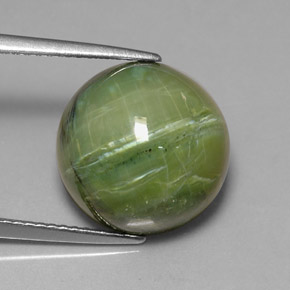 7.64캐럿 천연 노란빛 그린 서펜틴, 라운드 컷, 13.06 mm, 불투명체