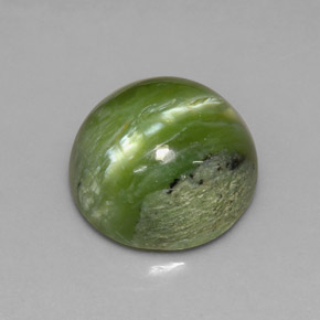 7.28캐럿 천연 노란빛 그린 서펜틴, 라운드 컷, 13.30 mm, 불투명체