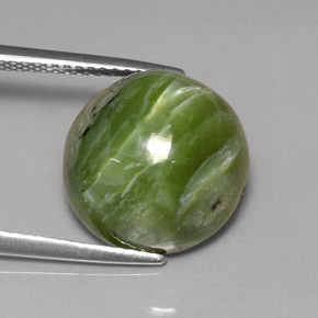 7.28캐럿 천연 노란빛 그린 서펜틴, 라운드 컷, 13.30 mm, 불투명체