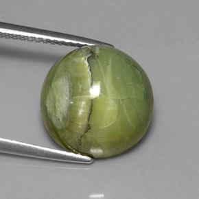 7.23캐럿 천연 노란빛 그린 서펜틴, 라운드 컷, 12.61 mm, 불투명체