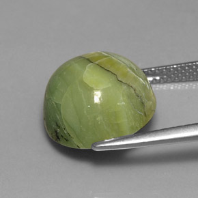 7.23캐럿 천연 노란빛 그린 서펜틴, 라운드 컷, 12.61 mm, 불투명체