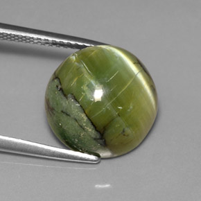 6.30캐럿 천연 노란빛 그린 서펜틴, 라운드 컷, 12.63 mm, 불투명체