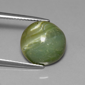 4.61캐럿 천연 노란빛 그린 서펜틴, 라운드 컷, 11.73 mm, 불투명체
