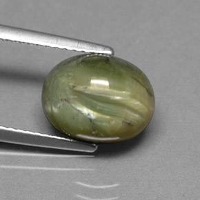 2.95캐럿 천연 노란빛 그린 서펜틴, 타원형 컷, 11×8.7 mm, 불투명체