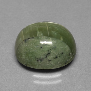 4.84캐럿 천연 그린 서펜틴, 타원형 컷, 12.5×10.4 mm, 불투명체