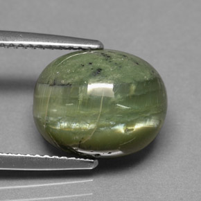 4.84캐럿 천연 그린 서펜틴, 타원형 컷, 12.5×10.4 mm, 불투명체