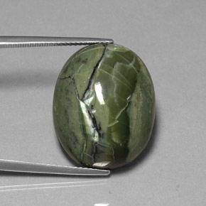 26.53캐럿 천연 그린 서펜틴, 타원형 컷, 22.3×18 mm, 불투명체