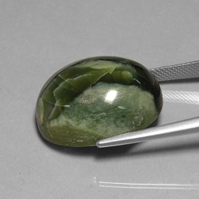 26.53캐럿 천연 그린 서펜틴, 타원형 컷, 22.3×18 mm, 불투명체