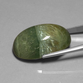 38.22캐럿 천연 노란빛 그린 서펜틴, 타원형 컷, 28.9×18.4 mm, 불투명체