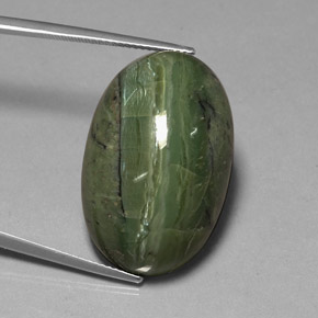 36.66캐럿 천연 그린 서펜틴, 타원형 컷, 28.2×18.2 mm, 불투명체