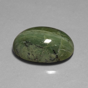 36.66캐럿 천연 그린 서펜틴, 타원형 컷, 28.2×18.2 mm, 불투명체