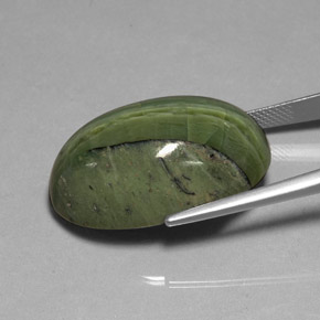 36.66캐럿 천연 그린 서펜틴, 타원형 컷, 28.2×18.2 mm, 불투명체