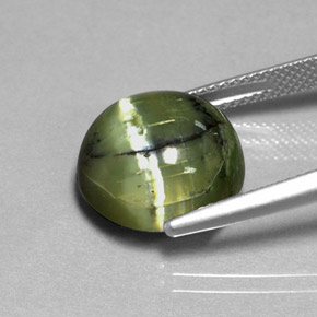 7.53캐럿 천연 노란빛 그린 서펜틴, 라운드 컷, 13.59 mm, 불투명체