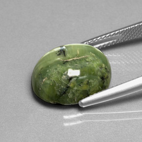 7.13캐럿 천연 노란빛 그린 서펜틴, 타원형 컷, 14.6×12 mm, 불투명체