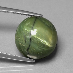 11.31캐럿 천연 노란빛 그린 서펜틴, 라운드 컷, 14.79 mm, 불투명체