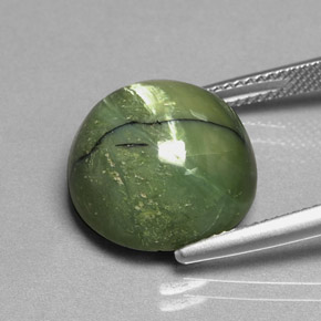 11.31캐럿 천연 노란빛 그린 서펜틴, 라운드 컷, 14.79 mm, 불투명체