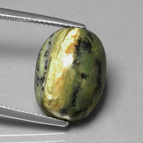 10.26캐럿 천연 노란빛 그린 서펜틴, 타원형 컷, 16.3×12.1 mm, 불투명체