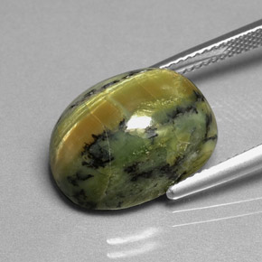 10.26캐럿 천연 노란빛 그린 서펜틴, 타원형 컷, 16.3×12.1 mm, 불투명체