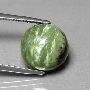 7.91캐럿 천연 노란빛 그린 서펜틴, 라운드 컷, 13.50 mm, 불투명체