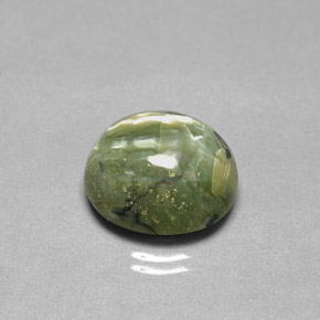9.20캐럿 천연 그린 서펜틴, 타원형 컷, 15.3×13.2 mm, 불투명체
