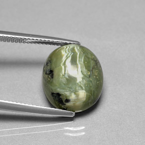 9.20캐럿 천연 그린 서펜틴, 타원형 컷, 15.3×13.2 mm, 불투명체