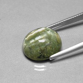 9.20캐럿 천연 그린 서펜틴, 타원형 컷, 15.3×13.2 mm, 불투명체