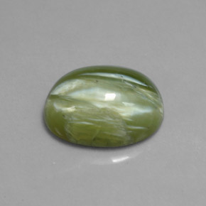 5.37캐럿 천연 그린 서펜틴, 타원형 컷, 13.9×10 mm, 불투명체
