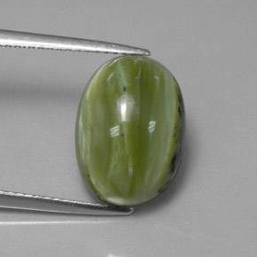 5.37캐럿 천연 그린 서펜틴, 타원형 컷, 13.9×10 mm, 불투명체