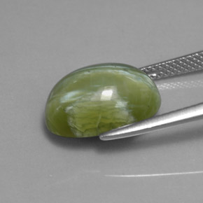 5.37캐럿 천연 그린 서펜틴, 타원형 컷, 13.9×10 mm, 불투명체
