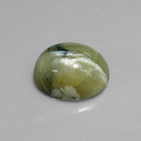 5.26캐럿 천연 노란빛 그린 서펜틴, 타원형 컷, 12.8×10.1 mm, 불투명체