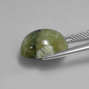 5.26캐럿 천연 노란빛 그린 서펜틴, 타원형 컷, 12.8×10.1 mm, 불투명체