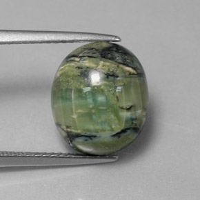 4.29캐럿 천연 노란빛 그린 서펜틴, 타원형 컷, 12.3×10.4 mm, 불투명체