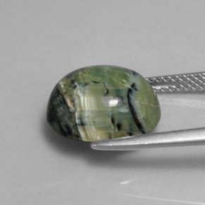 4.29캐럿 천연 노란빛 그린 서펜틴, 타원형 컷, 12.3×10.4 mm, 불투명체