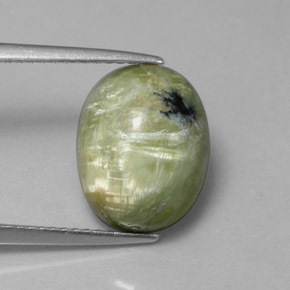 3.97캐럿 천연 노란빛 그린 서펜틴, 타원형 컷, 12.6×10 mm, 불투명체